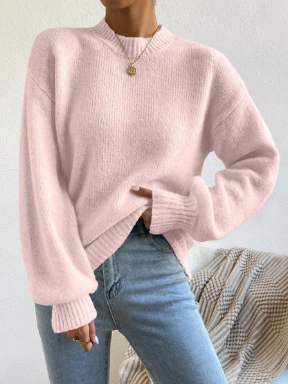 Etta | Women's Ribbed Knit Cropped Crew Neck Sweater