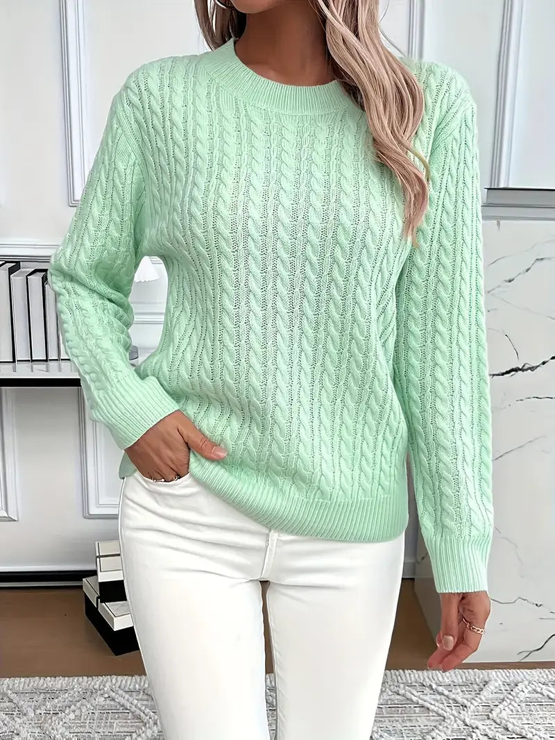 Evelyn | Women's Chunky Cable Knit Long Sleeve Sweater