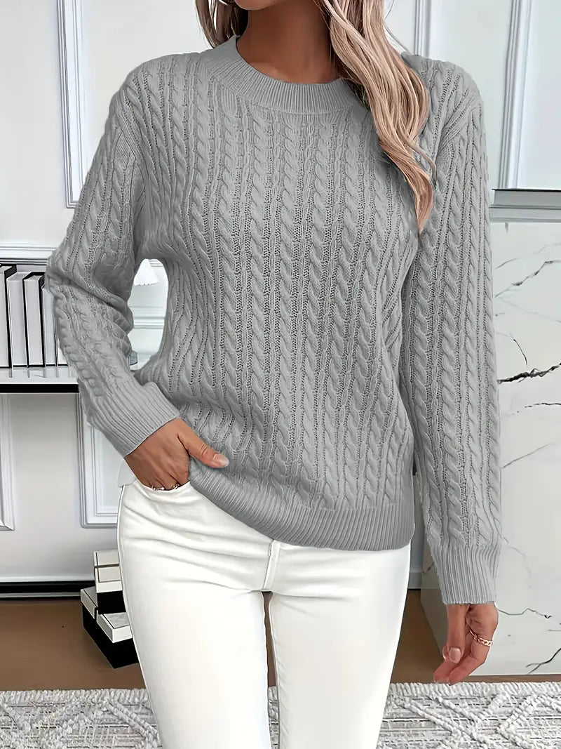 Evelyn | Women's Chunky Cable Knit Long Sleeve Sweater