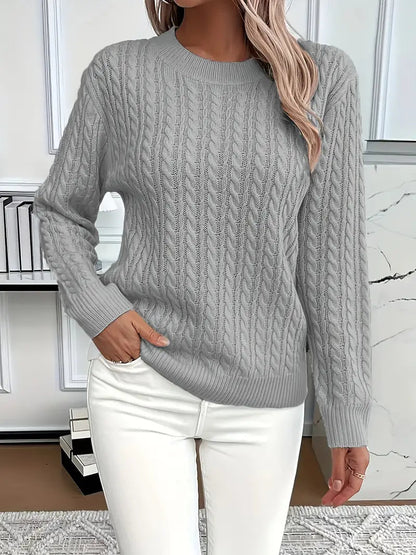 Evelyn | Women's Chunky Cable Knit Long Sleeve Sweater