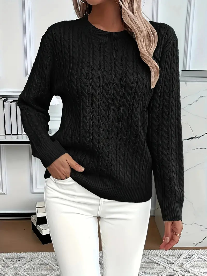 Evelyn | Women's Chunky Cable Knit Long Sleeve Sweater