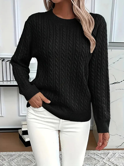 Evelyn | Women's Chunky Cable Knit Long Sleeve Sweater