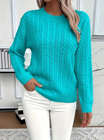 Evelyn | Women's Chunky Cable Knit Long Sleeve Sweater