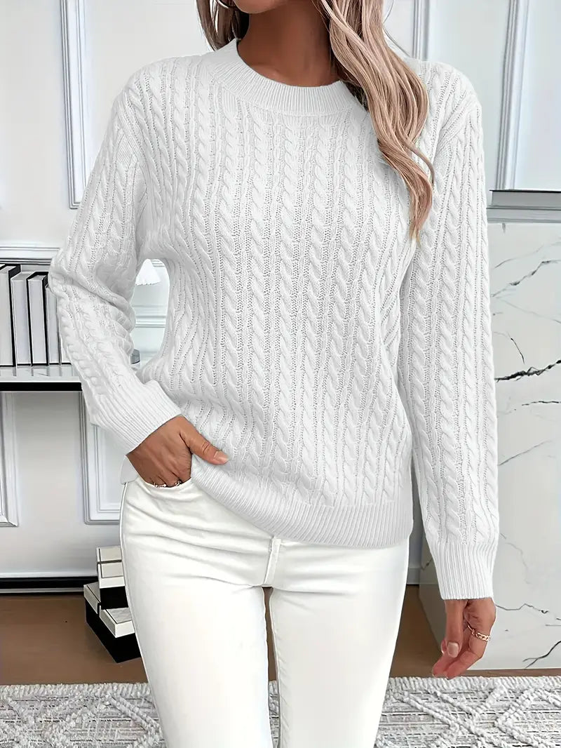 Evelyn | Women's Chunky Cable Knit Long Sleeve Sweater