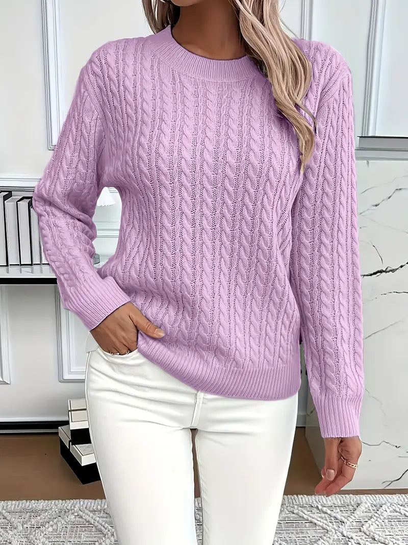 Evelyn | Women's Chunky Cable Knit Long Sleeve Sweater