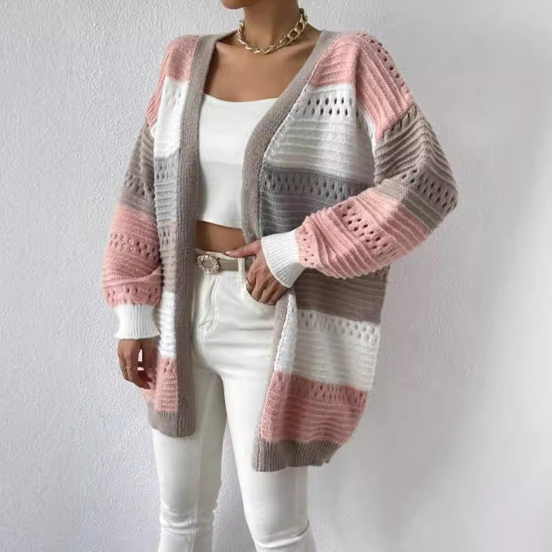 Freya | Women's Striped Open Front Cardigan Sweater