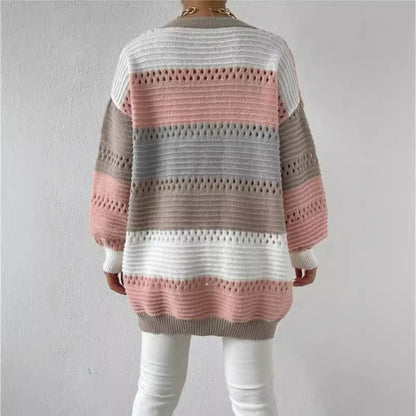 Freya | Women's Striped Open Front Cardigan Sweater
