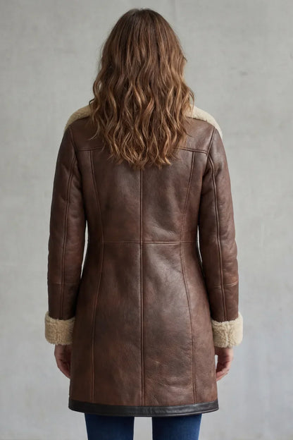 Genevieve | Women's Leather Long Sleeve Midi Jacket