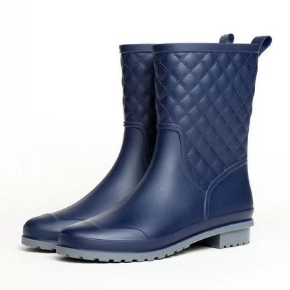 Greta | Women's Quilted Waterproof Calf-High Rain Boots
