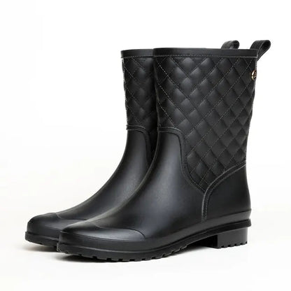Greta | Women's Quilted Waterproof Calf-High Rain Boots