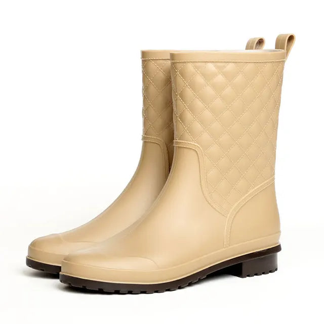 Greta | Women's Quilted Waterproof Calf-High Rain Boots