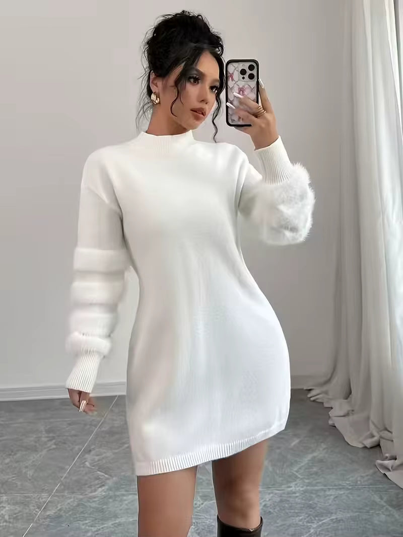 Harlow | Women's Knit Stand-Collar Loose-Fit Casual Dress