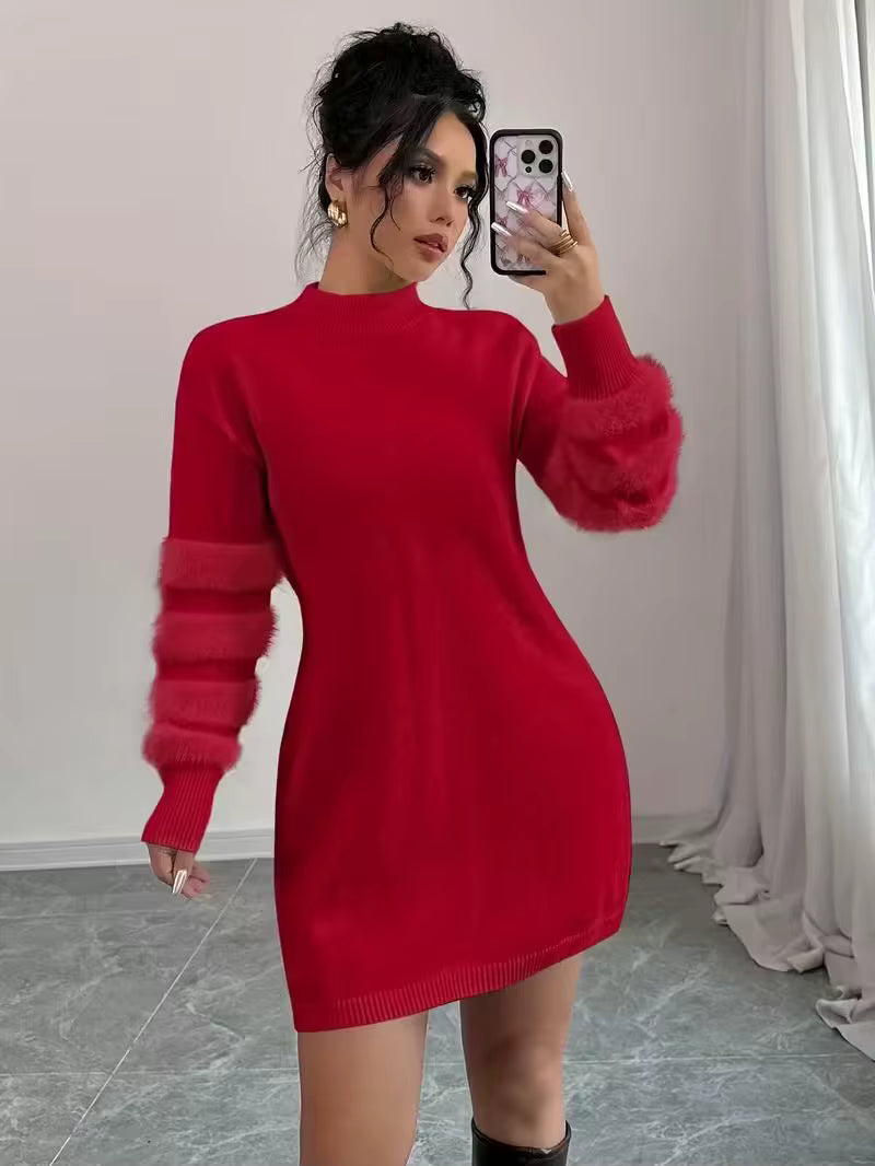 Harlow | Women's Knit Stand-Collar Loose-Fit Casual Dress