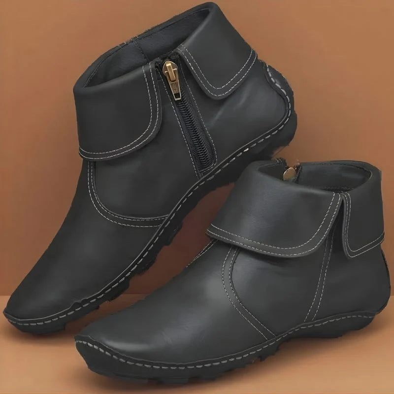 Harlow | Women's Leather Ankle Boots with Side Zip