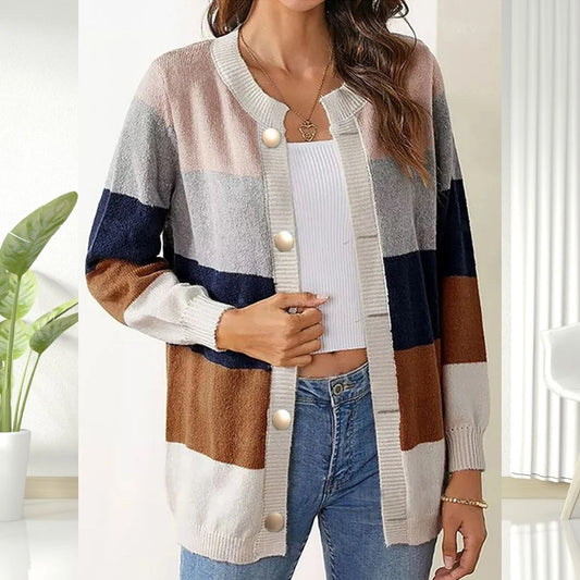 Harlow | Women's Striped Open-Front Cardigan