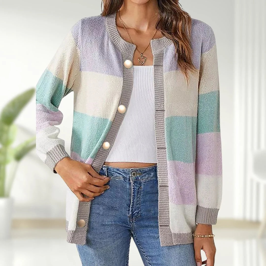 Harlow | Women's Striped Open-Front Cardigan