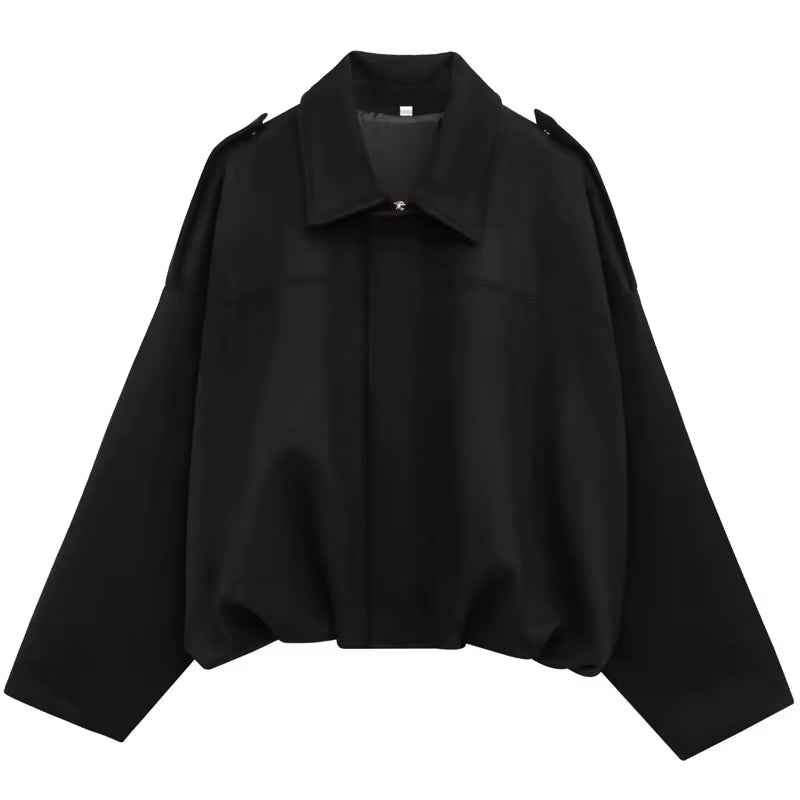 Harlow | Women's Suede Oversized Cropped Bomber Jacket