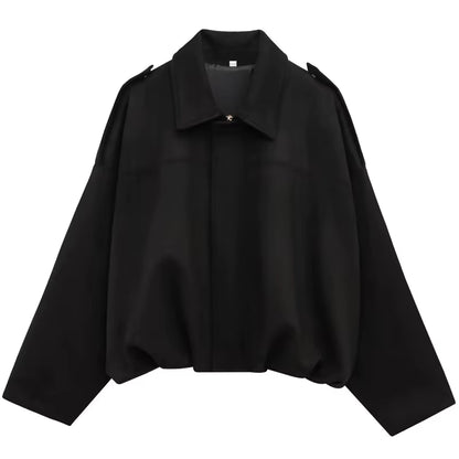 Harlow | Women's Suede Oversized Cropped Bomber Jacket
