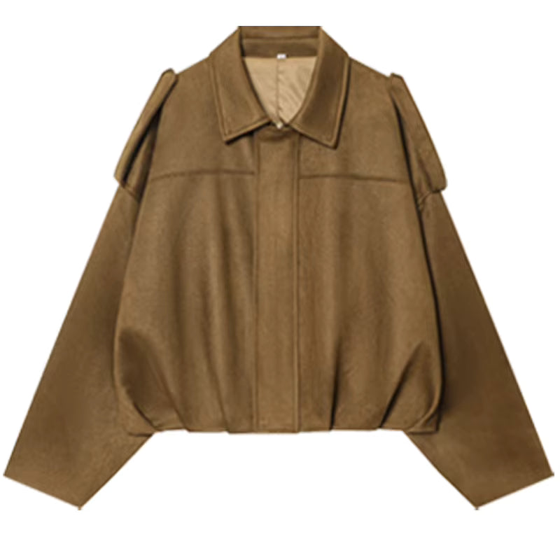 Harlow | Women's Suede Oversized Cropped Bomber Jacket