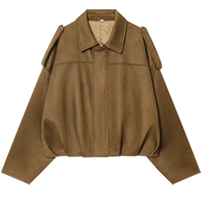 Harlow | Women's Suede Oversized Cropped Bomber Jacket