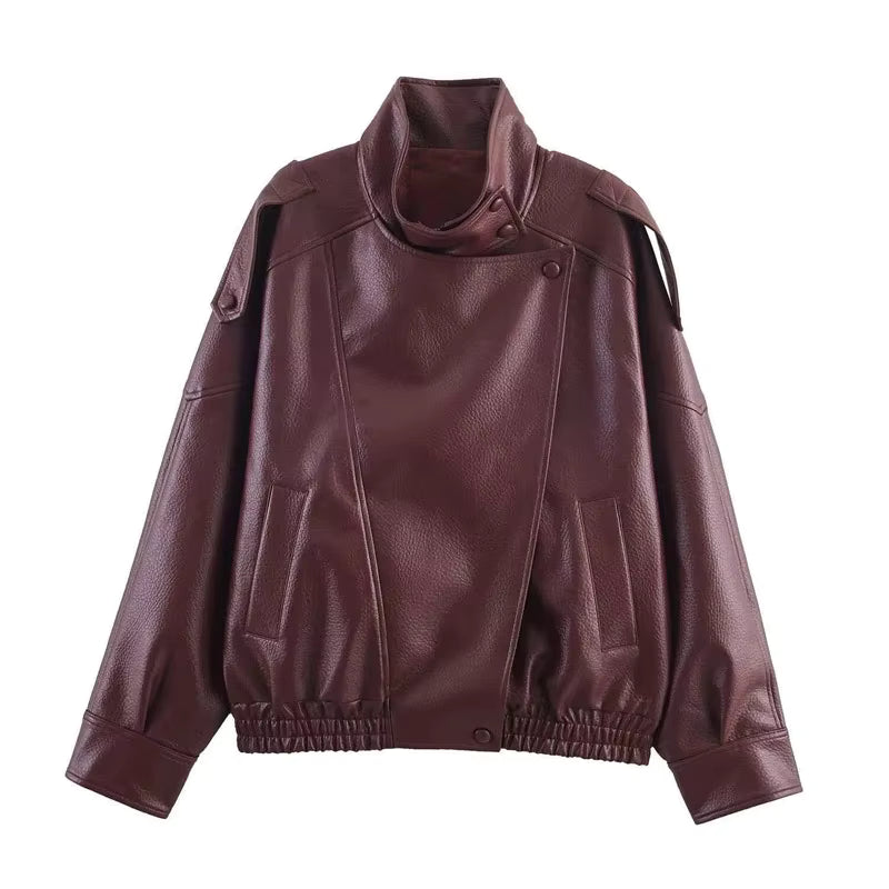Harper | Women's Faux Leather Long Sleeve Motorcycle Jacket