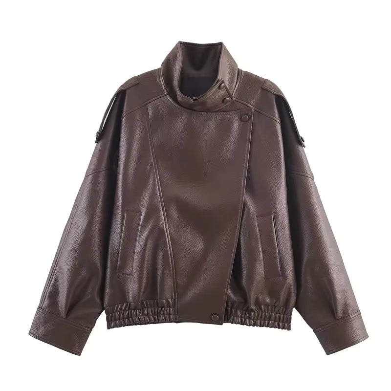 Harper | Women's Faux Leather Long Sleeve Motorcycle Jacket