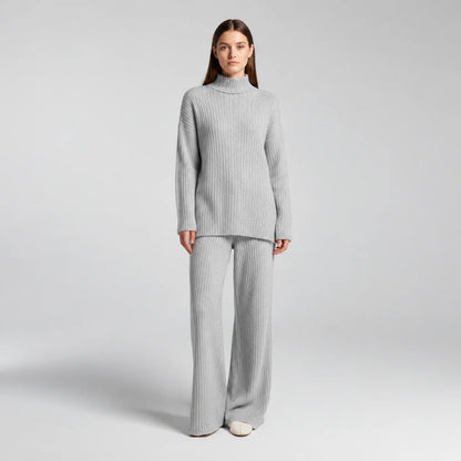 Harper | Women's Knit Turtleneck Loungewear Set with Wide-Leg Trousers