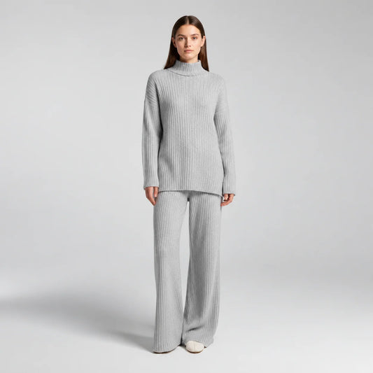 Harper | Women's Knit Turtleneck Loungewear Set with Wide-Leg Trousers