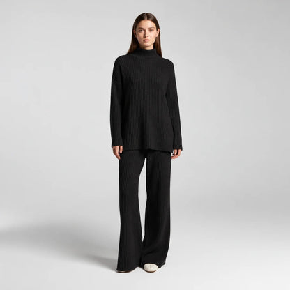 Harper | Women's Knit Turtleneck Loungewear Set with Wide-Leg Trousers