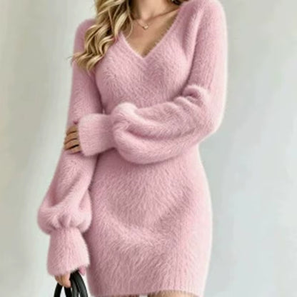 Harper | Women's Knit V-Neck Long Sleeve Sweater Dress