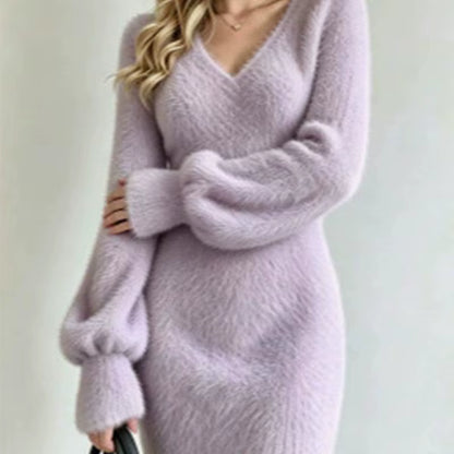 Harper | Women's Knit V-Neck Long Sleeve Sweater Dress