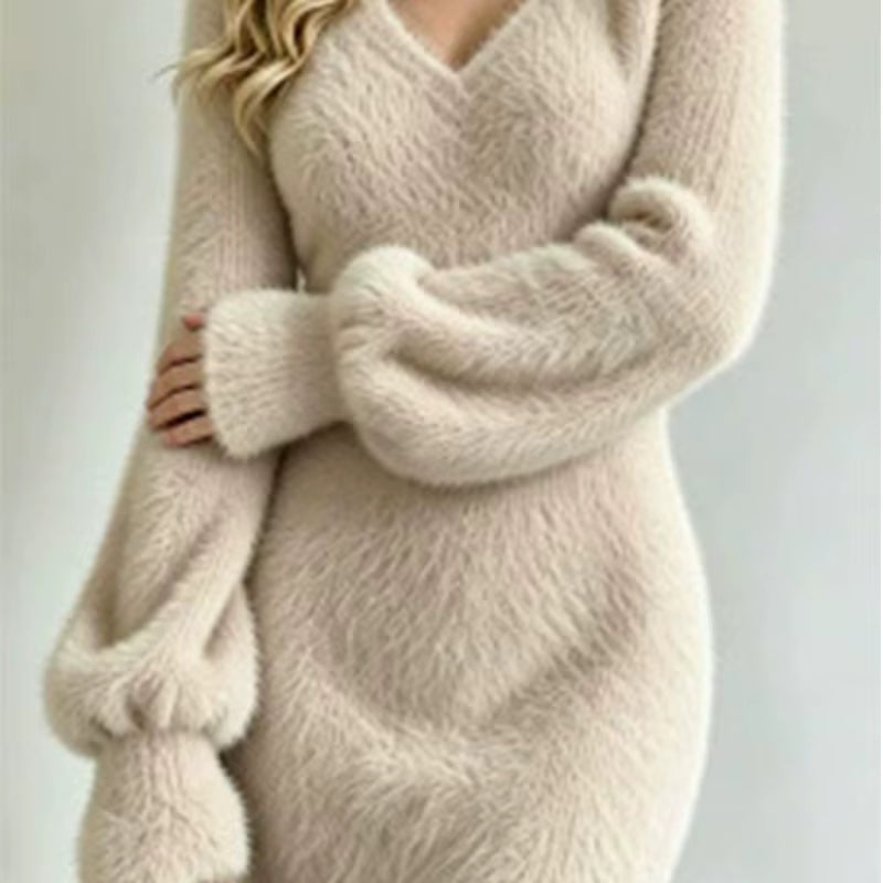 Harper | Women's Knit V-Neck Long Sleeve Sweater Dress