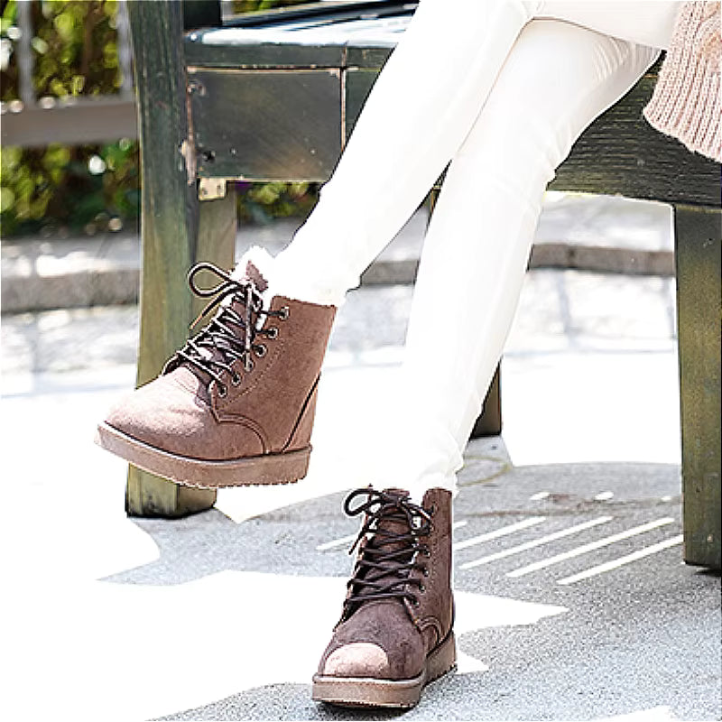 Harper | Women's Velvet-Lined Cross Belt Round Toe Short Boots