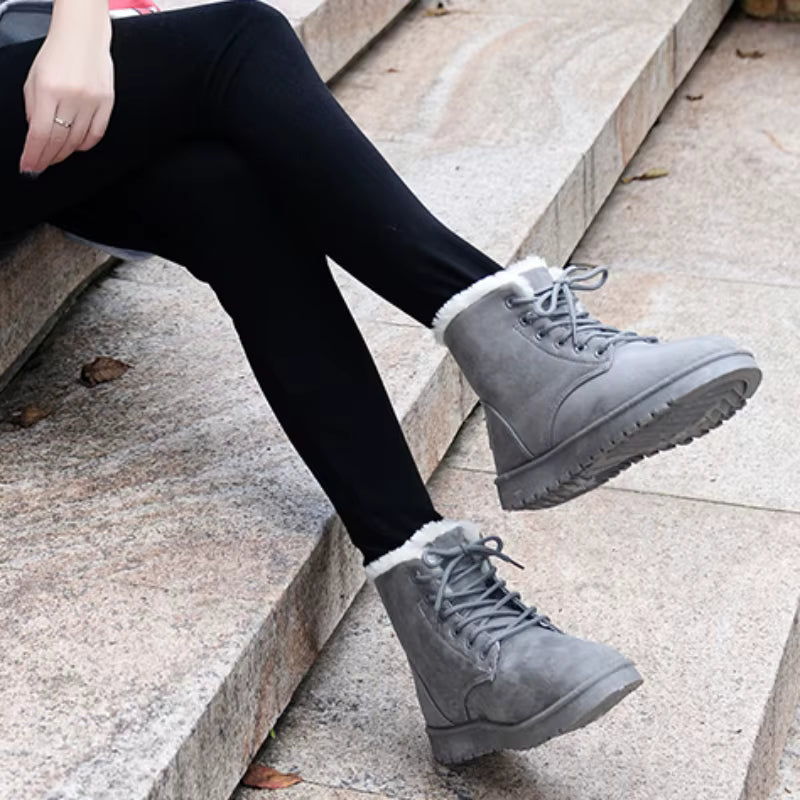 Harper | Women's Velvet-Lined Cross Belt Round Toe Short Boots