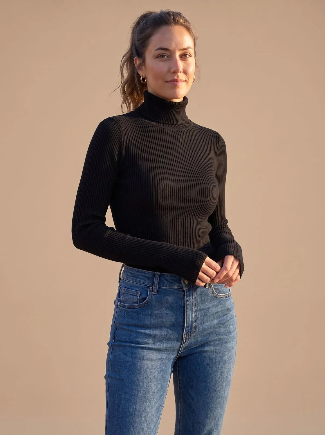 Hazel | Women's Knit Long Sleeve Turtleneck Sweater