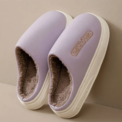 Hazel | Women's Sherpa Embroidered Platform Clog Slippers
