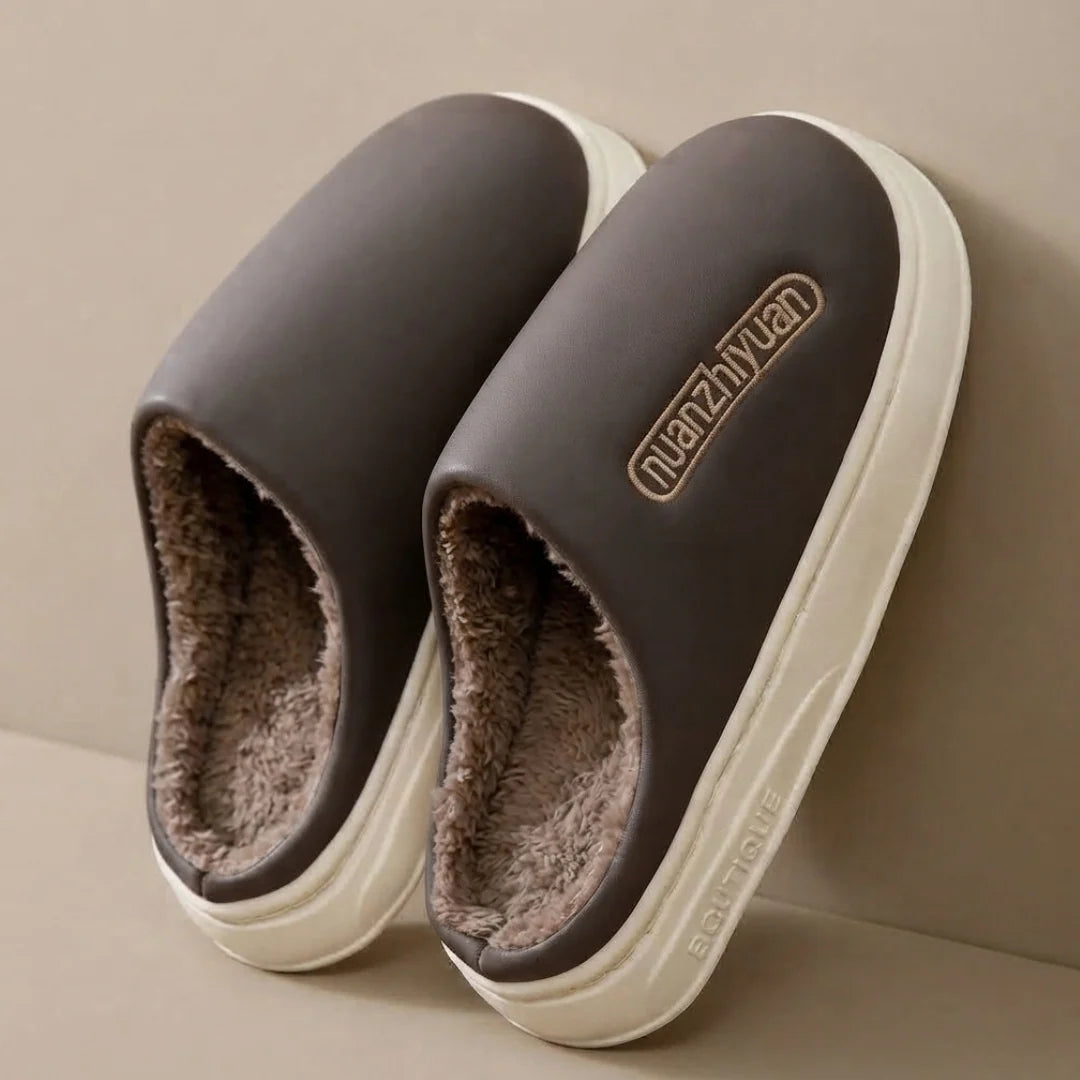 Hazel | Women's Sherpa Embroidered Platform Clog Slippers