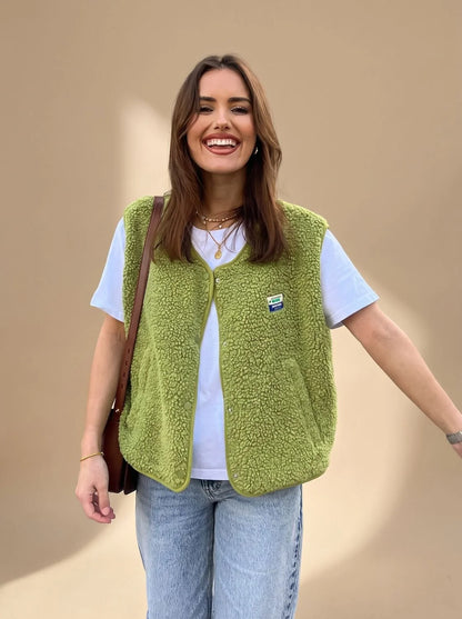 Hazel | Women's Teddy Fleece Sleeveless Vest