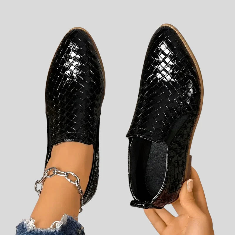 Ingrid | Women's Leather Braided Ankle Boots with Block Heel