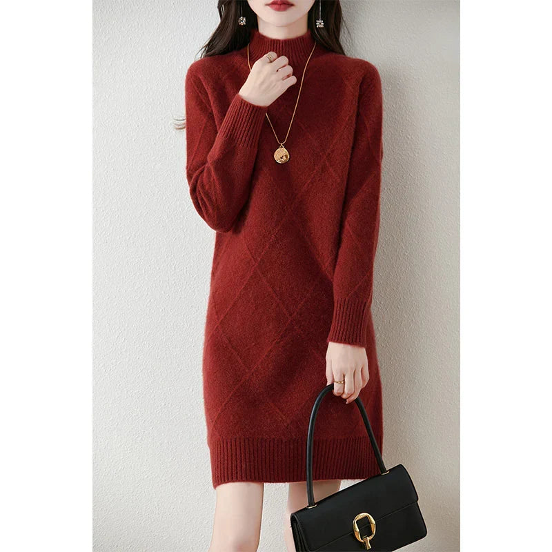 Ivy | Women's Knit Long Sleeve Sweater Dress