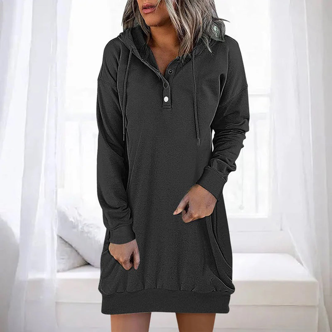 Josephine | Women's Hooded Long Sleeve Knit Sweater Dress