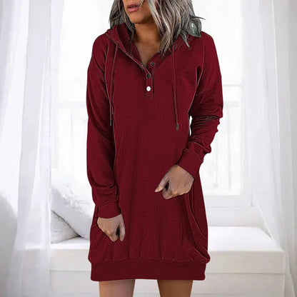 Josephine | Women's Hooded Long Sleeve Knit Sweater Dress