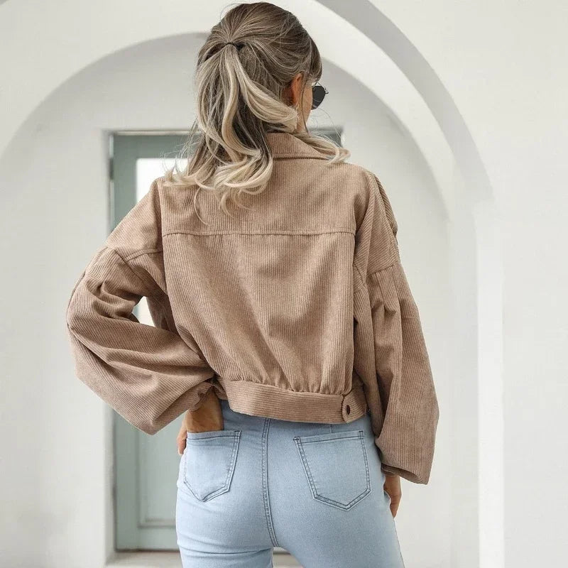 Leonie | Women's Corduroy Cropped Bomber Jacket