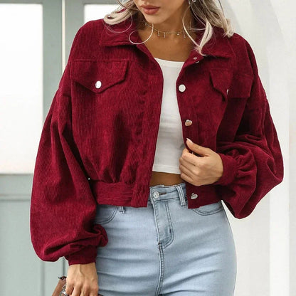 Leonie | Women's Corduroy Cropped Bomber Jacket