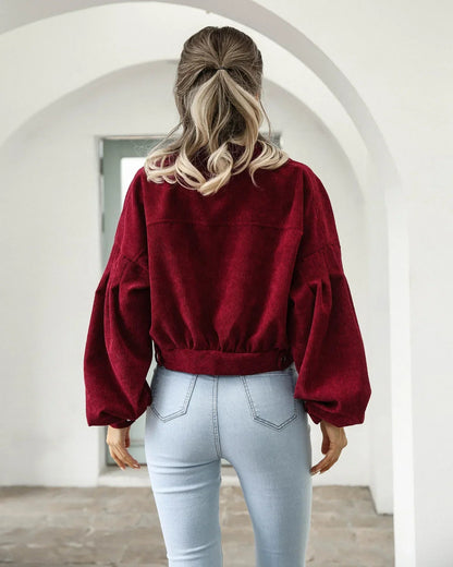 Leonie | Women's Corduroy Cropped Bomber Jacket