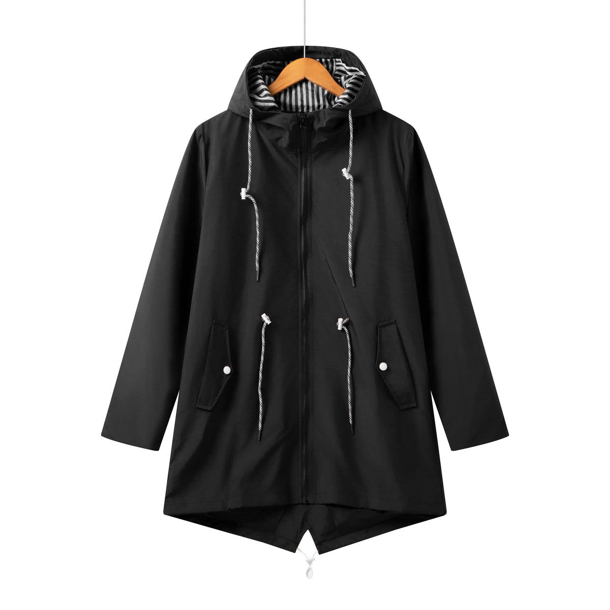 Linnea | Women's Hooded Zip-Front Drawstring Rain Jacket