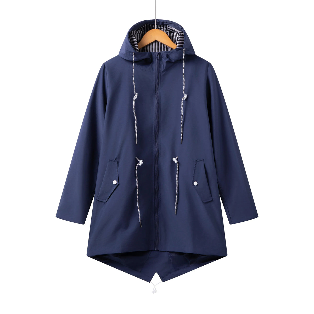 Linnea | Women's Hooded Zip-Front Drawstring Rain Jacket