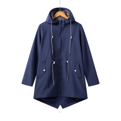 Linnea | Women's Hooded Zip-Front Drawstring Rain Jacket