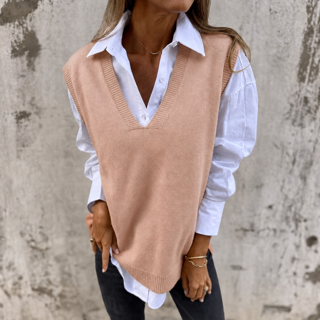 Lisette | Women's Oversized Knit V-Neck Sweater Vest