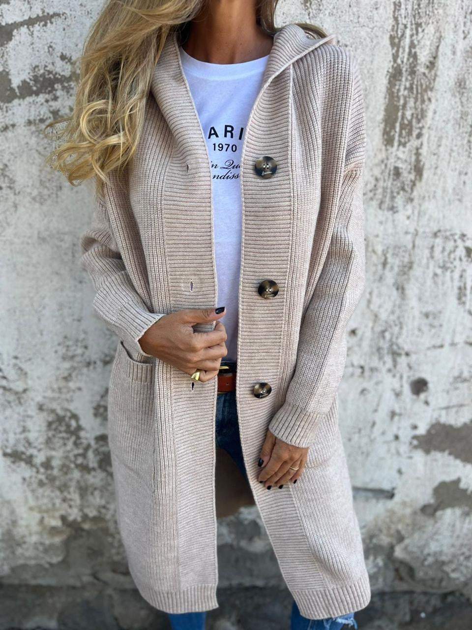 Lucienne | Women's Soft Knit Long Hooded Cardigan Sweater
